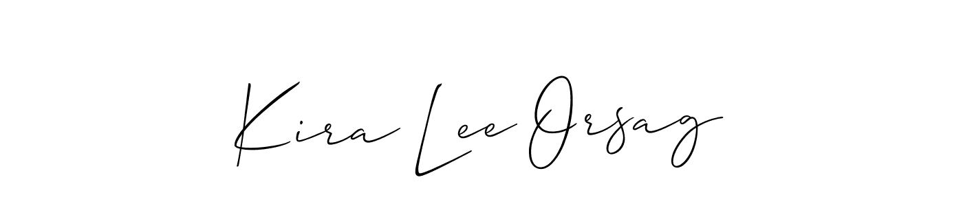 It looks lik you need a new signature style for name Kira Lee Orsag. Design unique handwritten (Allison_Script) signature with our free signature maker in just a few clicks. Kira Lee Orsag signature style 2 images and pictures png