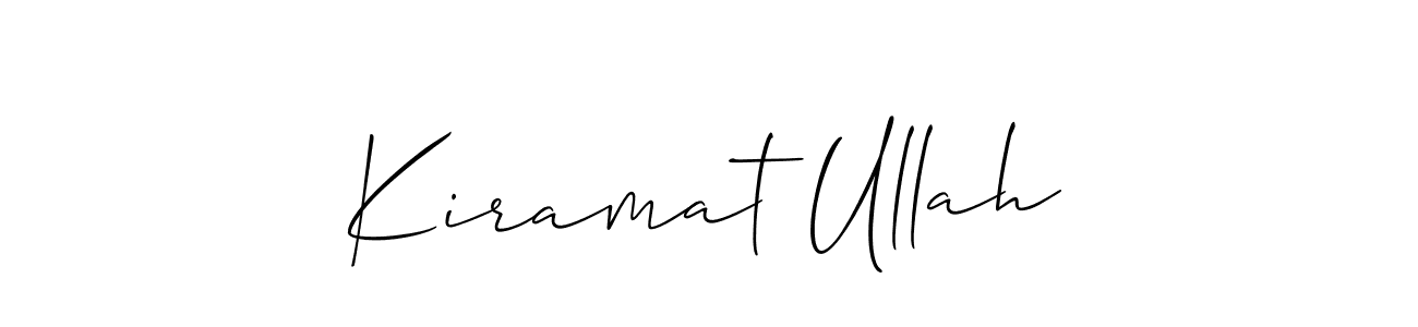 Also we have Kiramat Ullah name is the best signature style. Create professional handwritten signature collection using Allison_Script autograph style. Kiramat Ullah signature style 2 images and pictures png