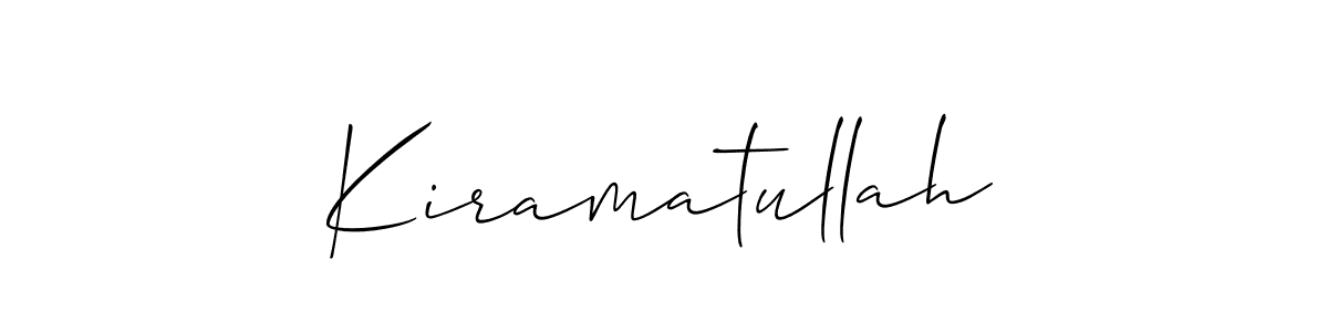 Make a beautiful signature design for name Kiramatullah. With this signature (Allison_Script) style, you can create a handwritten signature for free. Kiramatullah signature style 2 images and pictures png