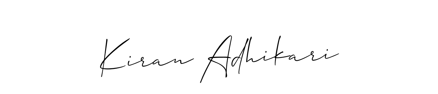 How to make Kiran Adhikari name signature. Use Allison_Script style for creating short signs online. This is the latest handwritten sign. Kiran Adhikari signature style 2 images and pictures png