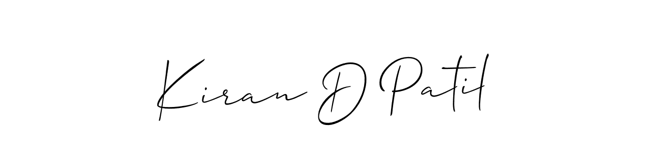 Make a short Kiran D Patil signature style. Manage your documents anywhere anytime using Allison_Script. Create and add eSignatures, submit forms, share and send files easily. Kiran D Patil signature style 2 images and pictures png