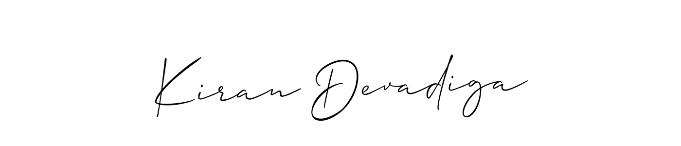 Make a beautiful signature design for name Kiran Devadiga. With this signature (Allison_Script) style, you can create a handwritten signature for free. Kiran Devadiga signature style 2 images and pictures png