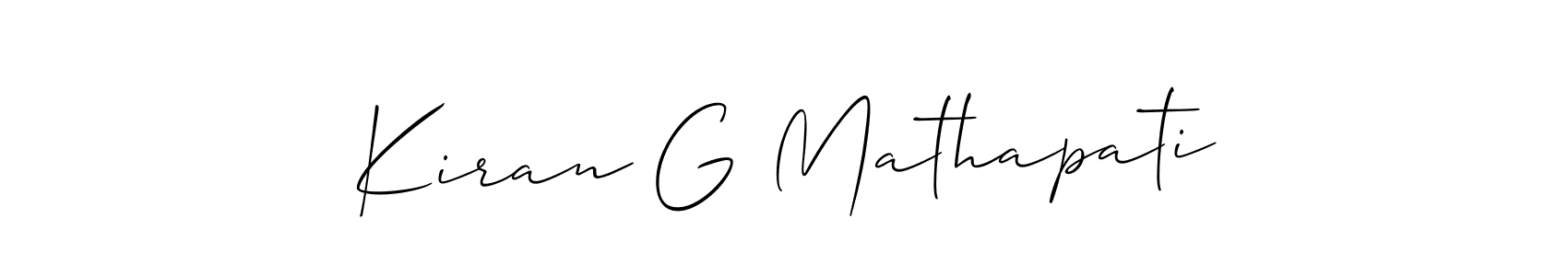 Allison_Script is a professional signature style that is perfect for those who want to add a touch of class to their signature. It is also a great choice for those who want to make their signature more unique. Get Kiran G Mathapati name to fancy signature for free. Kiran G Mathapati signature style 2 images and pictures png