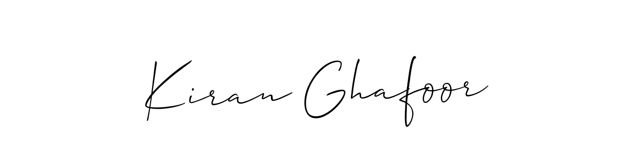 Make a short Kiran Ghafoor signature style. Manage your documents anywhere anytime using Allison_Script. Create and add eSignatures, submit forms, share and send files easily. Kiran Ghafoor signature style 2 images and pictures png