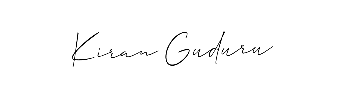 Create a beautiful signature design for name Kiran Guduru. With this signature (Allison_Script) fonts, you can make a handwritten signature for free. Kiran Guduru signature style 2 images and pictures png