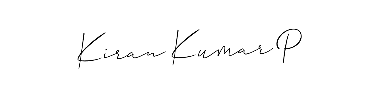 Also we have Kiran Kumar P name is the best signature style. Create professional handwritten signature collection using Allison_Script autograph style. Kiran Kumar P signature style 2 images and pictures png