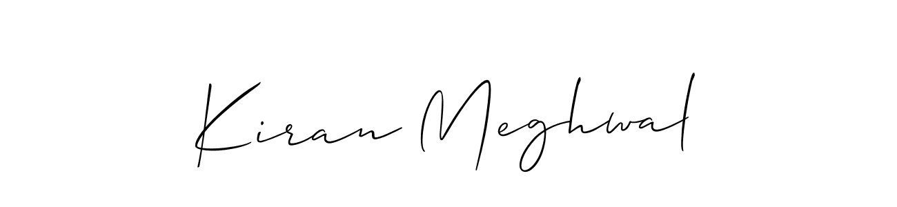 Make a short Kiran Meghwal signature style. Manage your documents anywhere anytime using Allison_Script. Create and add eSignatures, submit forms, share and send files easily. Kiran Meghwal signature style 2 images and pictures png