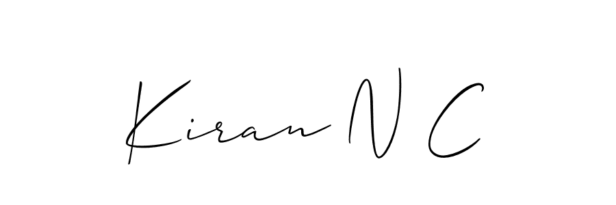 Make a beautiful signature design for name Kiran N C. With this signature (Allison_Script) style, you can create a handwritten signature for free. Kiran N C signature style 2 images and pictures png