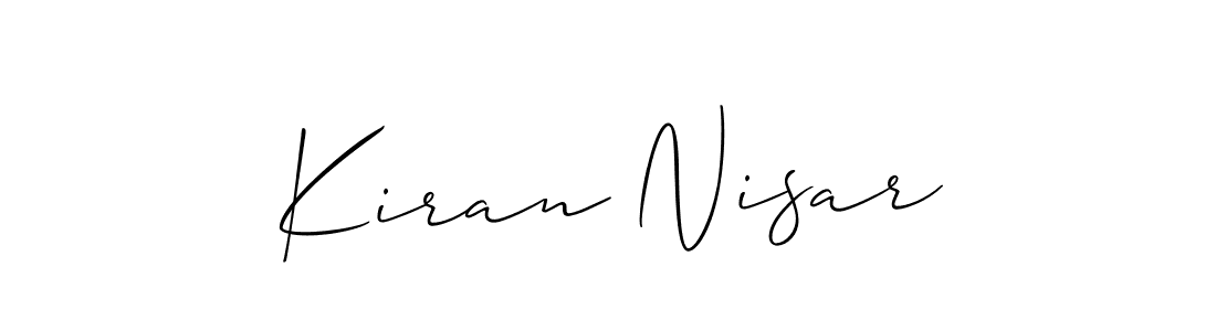 You should practise on your own different ways (Allison_Script) to write your name (Kiran Nisar) in signature. don't let someone else do it for you. Kiran Nisar signature style 2 images and pictures png