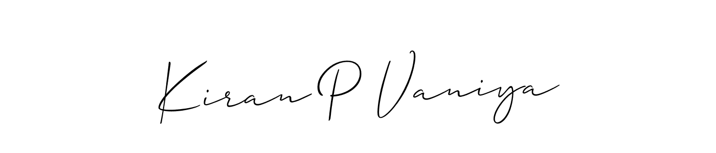 Similarly Allison_Script is the best handwritten signature design. Signature creator online .You can use it as an online autograph creator for name Kiran P Vaniya. Kiran P Vaniya signature style 2 images and pictures png