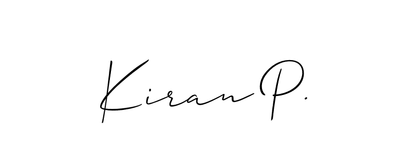 How to make Kiran P. name signature. Use Allison_Script style for creating short signs online. This is the latest handwritten sign. Kiran P. signature style 2 images and pictures png