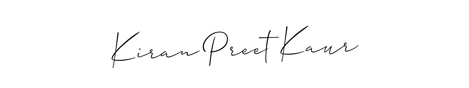 It looks lik you need a new signature style for name Kiran Preet Kaur. Design unique handwritten (Allison_Script) signature with our free signature maker in just a few clicks. Kiran Preet Kaur signature style 2 images and pictures png