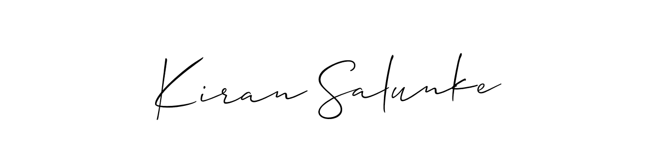 Create a beautiful signature design for name Kiran Salunke. With this signature (Allison_Script) fonts, you can make a handwritten signature for free. Kiran Salunke signature style 2 images and pictures png