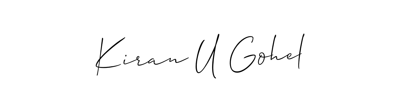 It looks lik you need a new signature style for name Kiran U Gohel. Design unique handwritten (Allison_Script) signature with our free signature maker in just a few clicks. Kiran U Gohel signature style 2 images and pictures png