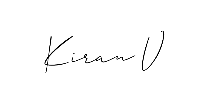 How to make Kiran V signature? Allison_Script is a professional autograph style. Create handwritten signature for Kiran V name. Kiran V signature style 2 images and pictures png