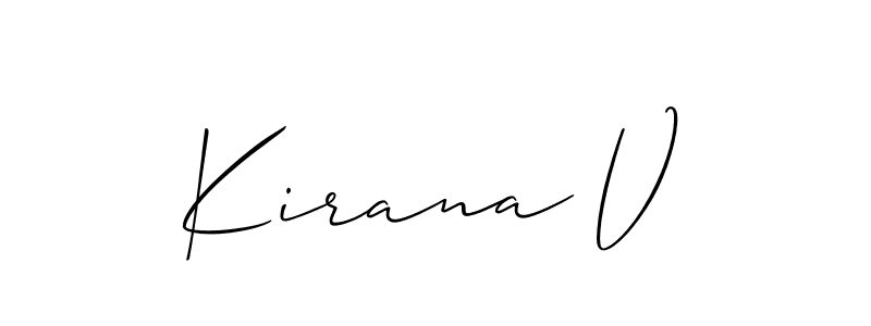 Use a signature maker to create a handwritten signature online. With this signature software, you can design (Allison_Script) your own signature for name Kirana V. Kirana V signature style 2 images and pictures png