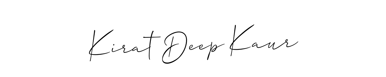 Create a beautiful signature design for name Kirat Deep Kaur. With this signature (Allison_Script) fonts, you can make a handwritten signature for free. Kirat Deep Kaur signature style 2 images and pictures png