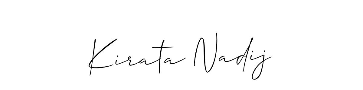 Use a signature maker to create a handwritten signature online. With this signature software, you can design (Allison_Script) your own signature for name Kirata Nadij. Kirata Nadij signature style 2 images and pictures png