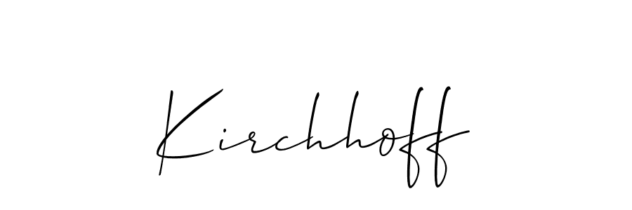 Make a beautiful signature design for name Kirchhoff. With this signature (Allison_Script) style, you can create a handwritten signature for free. Kirchhoff signature style 2 images and pictures png