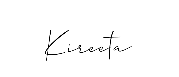 Use a signature maker to create a handwritten signature online. With this signature software, you can design (Allison_Script) your own signature for name Kireeta. Kireeta signature style 2 images and pictures png