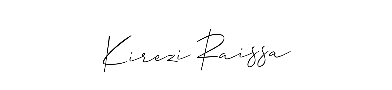 How to make Kirezi Raissa signature? Allison_Script is a professional autograph style. Create handwritten signature for Kirezi Raissa name. Kirezi Raissa signature style 2 images and pictures png