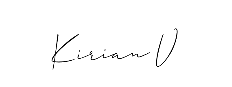 Also we have Kirian V name is the best signature style. Create professional handwritten signature collection using Allison_Script autograph style. Kirian V signature style 2 images and pictures png