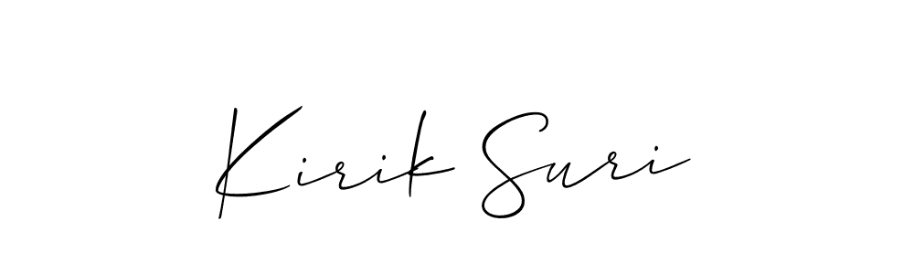 Also You can easily find your signature by using the search form. We will create Kirik Suri name handwritten signature images for you free of cost using Allison_Script sign style. Kirik Suri signature style 2 images and pictures png