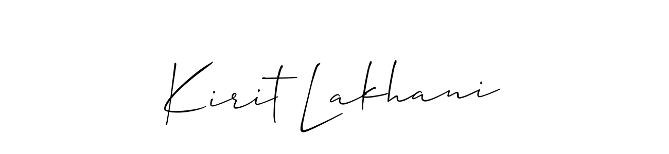 Use a signature maker to create a handwritten signature online. With this signature software, you can design (Allison_Script) your own signature for name Kirit Lakhani. Kirit Lakhani signature style 2 images and pictures png
