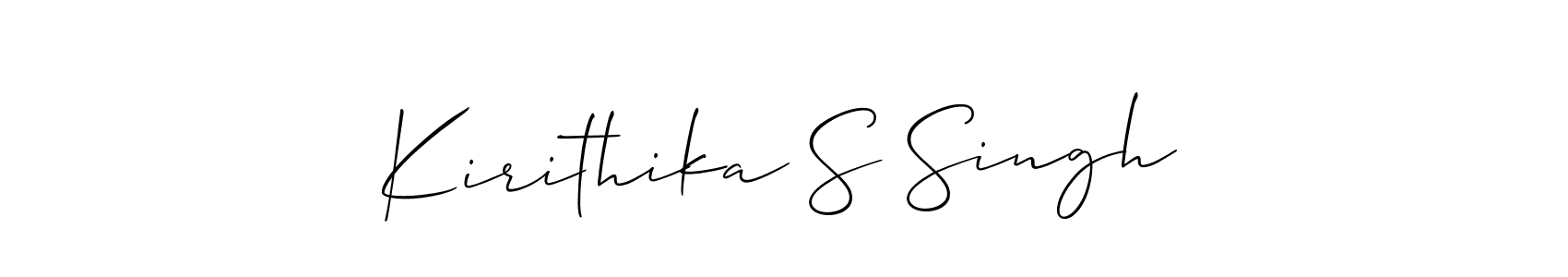 Also You can easily find your signature by using the search form. We will create Kirithika S Singh name handwritten signature images for you free of cost using Allison_Script sign style. Kirithika S Singh signature style 2 images and pictures png