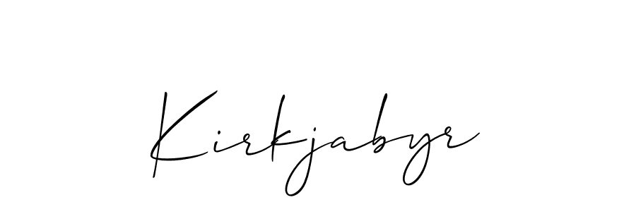 if you are searching for the best signature style for your name Kirkjabyr. so please give up your signature search. here we have designed multiple signature styles  using Allison_Script. Kirkjabyr signature style 2 images and pictures png