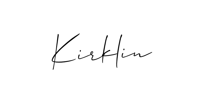 It looks lik you need a new signature style for name Kirklin. Design unique handwritten (Allison_Script) signature with our free signature maker in just a few clicks. Kirklin signature style 2 images and pictures png