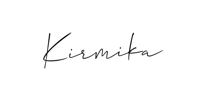 The best way (Allison_Script) to make a short signature is to pick only two or three words in your name. The name Kirmika include a total of six letters. For converting this name. Kirmika signature style 2 images and pictures png