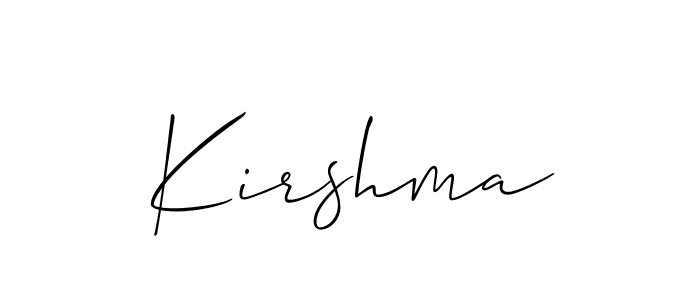 How to make Kirshma name signature. Use Allison_Script style for creating short signs online. This is the latest handwritten sign. Kirshma signature style 2 images and pictures png