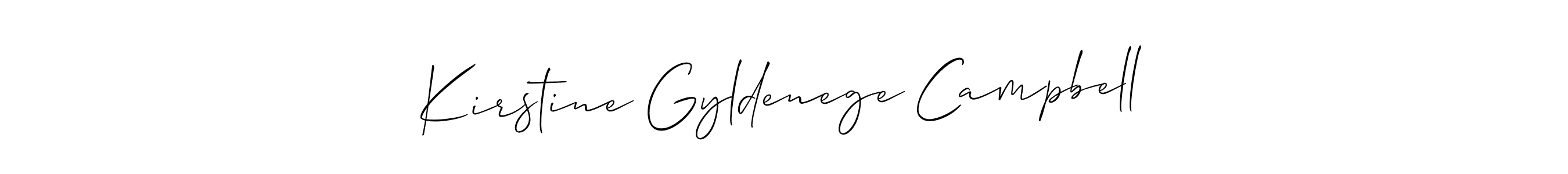 Make a beautiful signature design for name Kirstine Gyldenege Campbell. With this signature (Allison_Script) style, you can create a handwritten signature for free. Kirstine Gyldenege Campbell signature style 2 images and pictures png