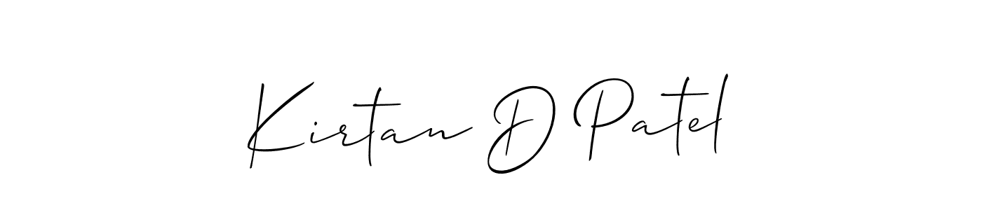 Make a beautiful signature design for name Kirtan D Patel. With this signature (Allison_Script) style, you can create a handwritten signature for free. Kirtan D Patel signature style 2 images and pictures png