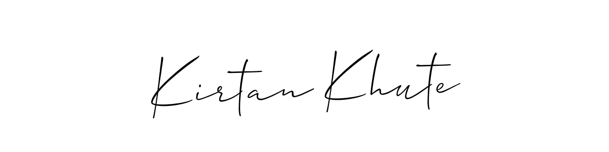 The best way (Allison_Script) to make a short signature is to pick only two or three words in your name. The name Kirtan Khute include a total of six letters. For converting this name. Kirtan Khute signature style 2 images and pictures png