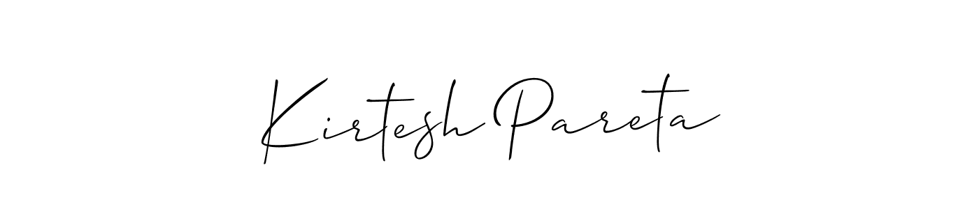 Allison_Script is a professional signature style that is perfect for those who want to add a touch of class to their signature. It is also a great choice for those who want to make their signature more unique. Get Kirtesh Pareta name to fancy signature for free. Kirtesh Pareta signature style 2 images and pictures png
