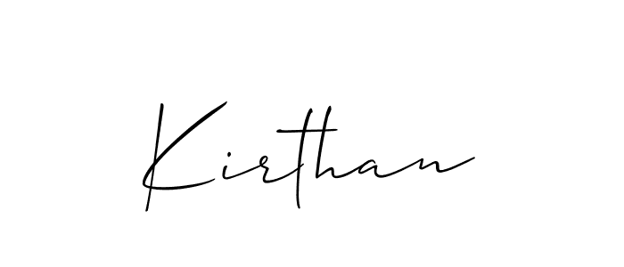 Create a beautiful signature design for name Kirthan. With this signature (Allison_Script) fonts, you can make a handwritten signature for free. Kirthan signature style 2 images and pictures png