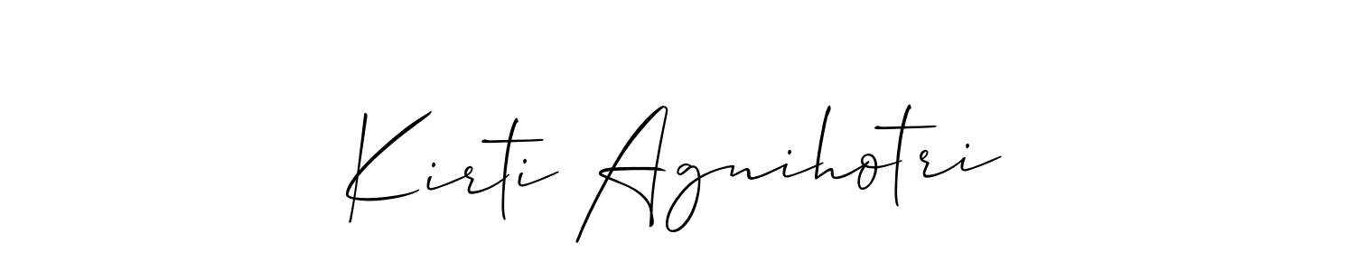 Make a beautiful signature design for name Kirti Agnihotri. With this signature (Allison_Script) style, you can create a handwritten signature for free. Kirti Agnihotri signature style 2 images and pictures png