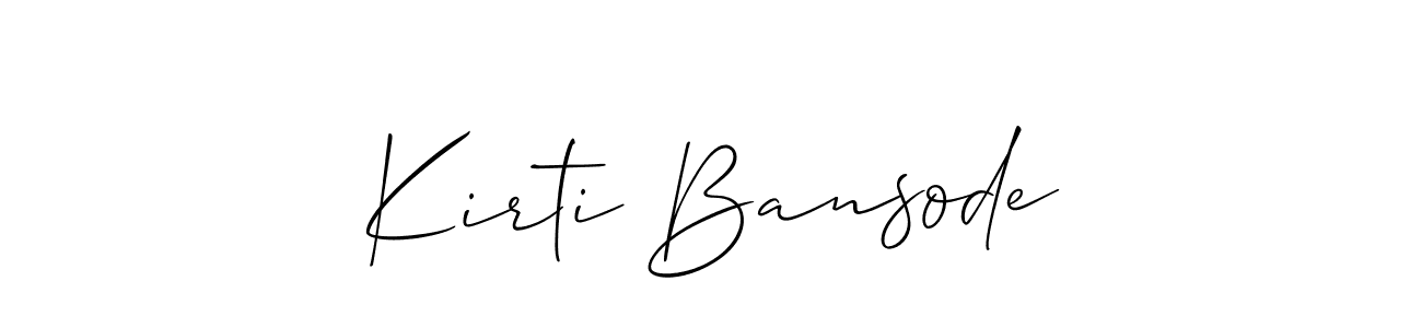 Design your own signature with our free online signature maker. With this signature software, you can create a handwritten (Allison_Script) signature for name Kirti Bansode. Kirti Bansode signature style 2 images and pictures png