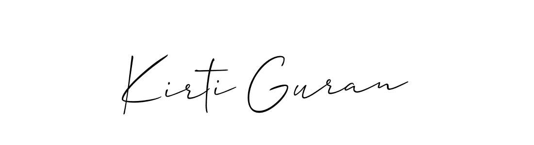 Make a beautiful signature design for name Kirti Guran. With this signature (Allison_Script) style, you can create a handwritten signature for free. Kirti Guran signature style 2 images and pictures png