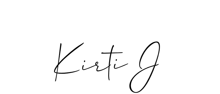 The best way (Allison_Script) to make a short signature is to pick only two or three words in your name. The name Kirti J include a total of six letters. For converting this name. Kirti J signature style 2 images and pictures png