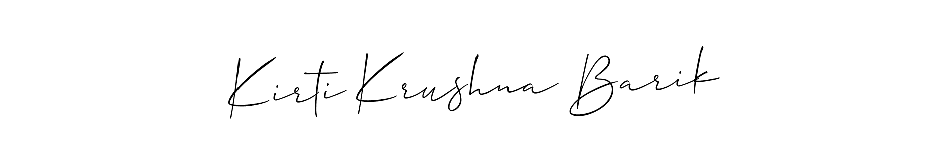 Make a short Kirti Krushna Barik signature style. Manage your documents anywhere anytime using Allison_Script. Create and add eSignatures, submit forms, share and send files easily. Kirti Krushna Barik signature style 2 images and pictures png