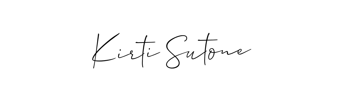 Make a beautiful signature design for name Kirti Sutone. With this signature (Allison_Script) style, you can create a handwritten signature for free. Kirti Sutone signature style 2 images and pictures png