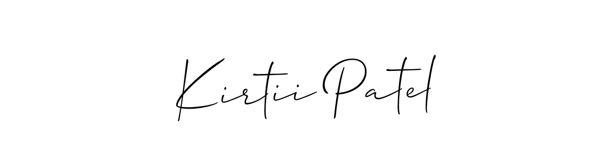 It looks lik you need a new signature style for name Kirtii Patel. Design unique handwritten (Allison_Script) signature with our free signature maker in just a few clicks. Kirtii Patel signature style 2 images and pictures png