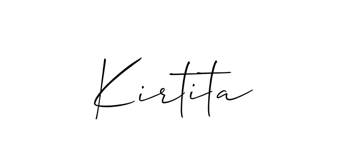 Allison_Script is a professional signature style that is perfect for those who want to add a touch of class to their signature. It is also a great choice for those who want to make their signature more unique. Get Kirtita name to fancy signature for free. Kirtita signature style 2 images and pictures png