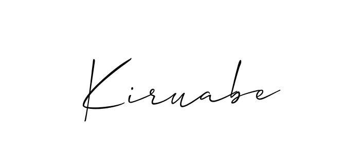 Allison_Script is a professional signature style that is perfect for those who want to add a touch of class to their signature. It is also a great choice for those who want to make their signature more unique. Get Kiruabe name to fancy signature for free. Kiruabe signature style 2 images and pictures png