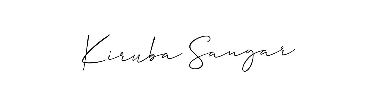 Similarly Allison_Script is the best handwritten signature design. Signature creator online .You can use it as an online autograph creator for name Kiruba Sangar. Kiruba Sangar signature style 2 images and pictures png