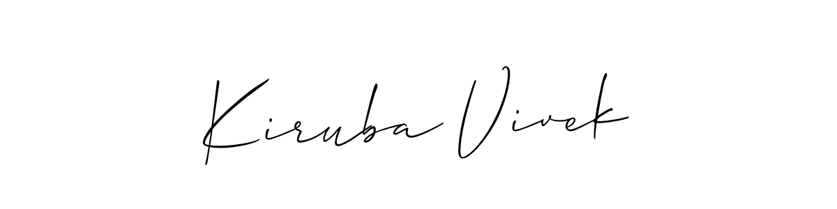 How to make Kiruba Vivek name signature. Use Allison_Script style for creating short signs online. This is the latest handwritten sign. Kiruba Vivek signature style 2 images and pictures png