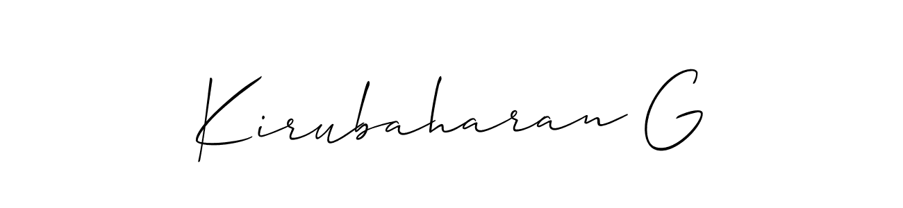 It looks lik you need a new signature style for name Kirubaharan G. Design unique handwritten (Allison_Script) signature with our free signature maker in just a few clicks. Kirubaharan G signature style 2 images and pictures png